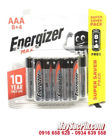 Energizer E92-BP8; Pin Energizer E92-BP8 AAA Alkaline (Vỉ 12viên)